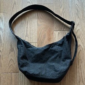 Medium Nylon Crescent Bag - Black